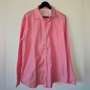 Penguin By Munsinger Men's Pink Button-Down Shirt Long Sleeve Neck 17.5